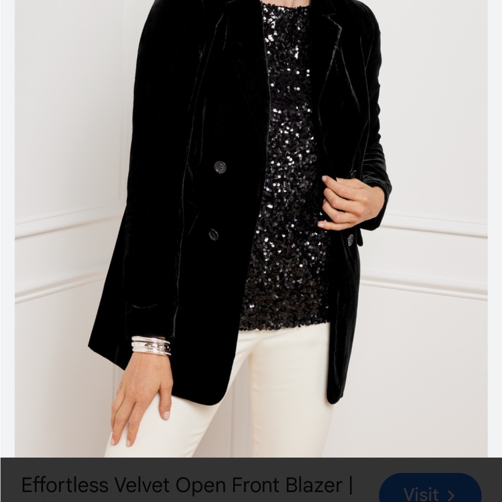 Talbots Black Velvet Double-Breasted Blazer